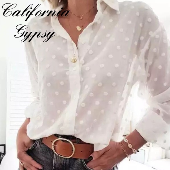 Chenille Polka Dot Boho Chic Blouse - Picture 10 of 16